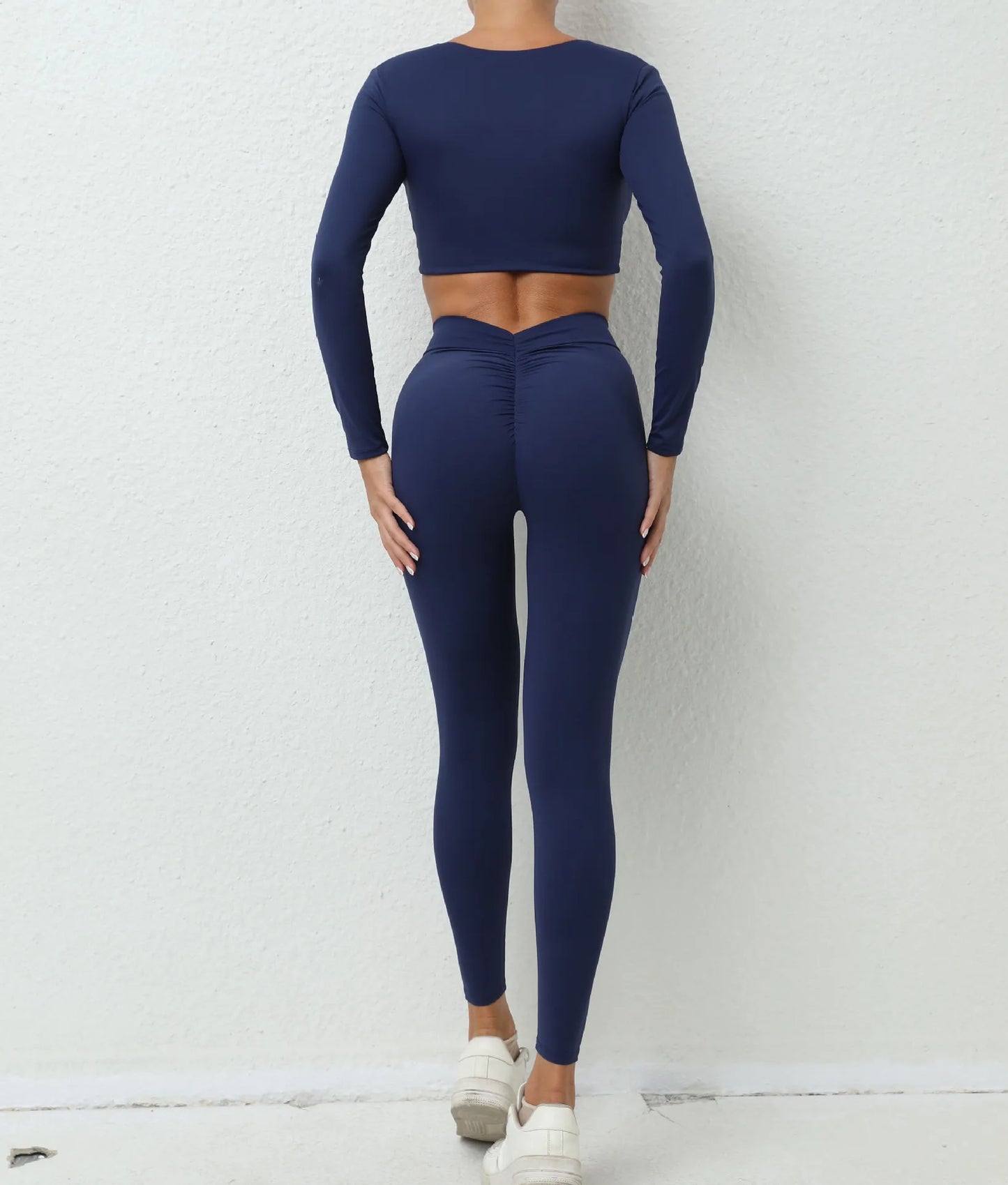 2PCS Yoga Set Sport Fitness High Waist Hip Lifting Pants