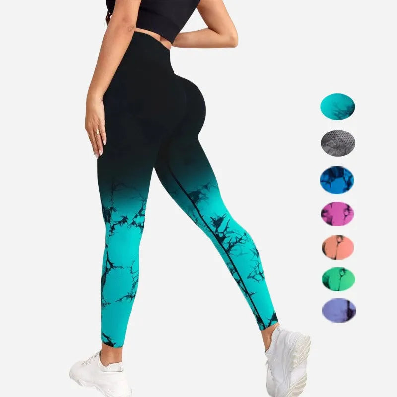 Gradient Tie Dye Yoga Pants Women Seamless Sport