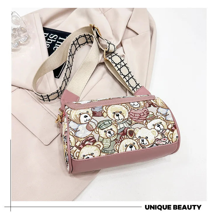 Casual Crossbody Bag Bear Pattern Stylish and Playful Handbags Women Bags Shoulder Hand Bags for Women Purses and Handbags ﻿