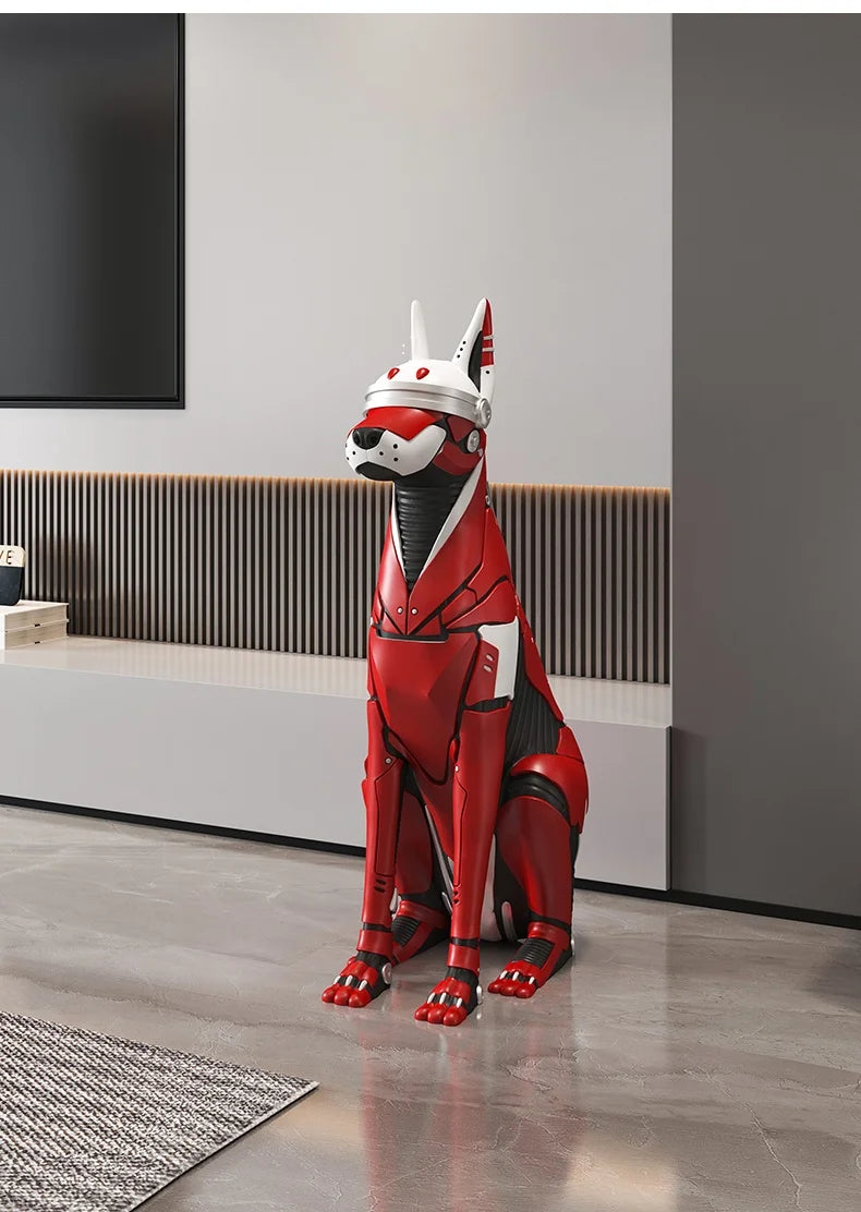 Nordic Home Decoration Tech Doberman Dog Sculptures And Figurines Light Luxury Room Decor Large Floor Ornament Resin Dog Statue