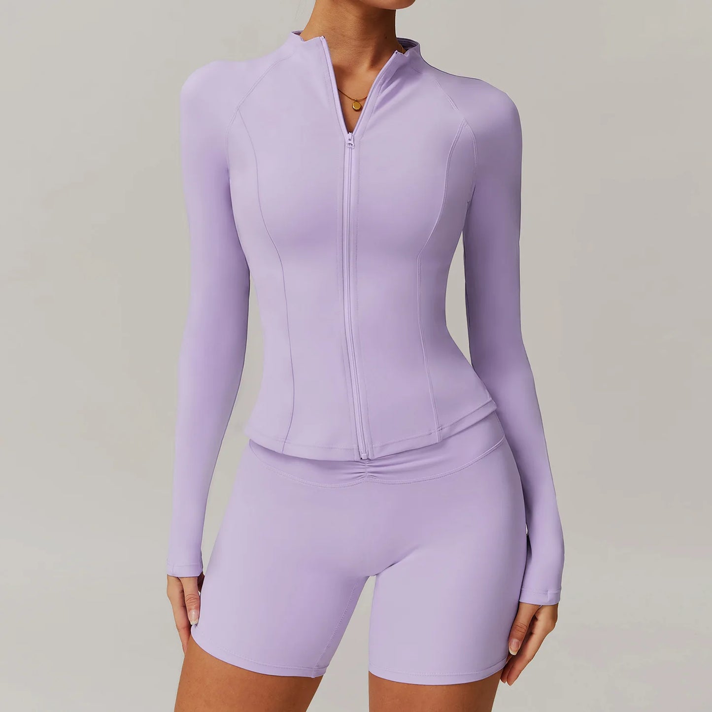 2PCS Yoga Suit Women Gym Set Long Sleeve Zipper