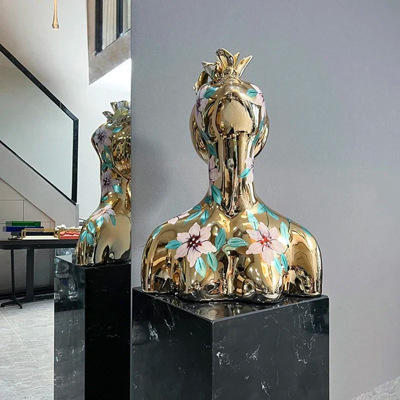 Decorati Statue Home Decor Creative Half Body Abstract Goddess Electroplated Painted Portrait Ornaments in Living Room Sculpture