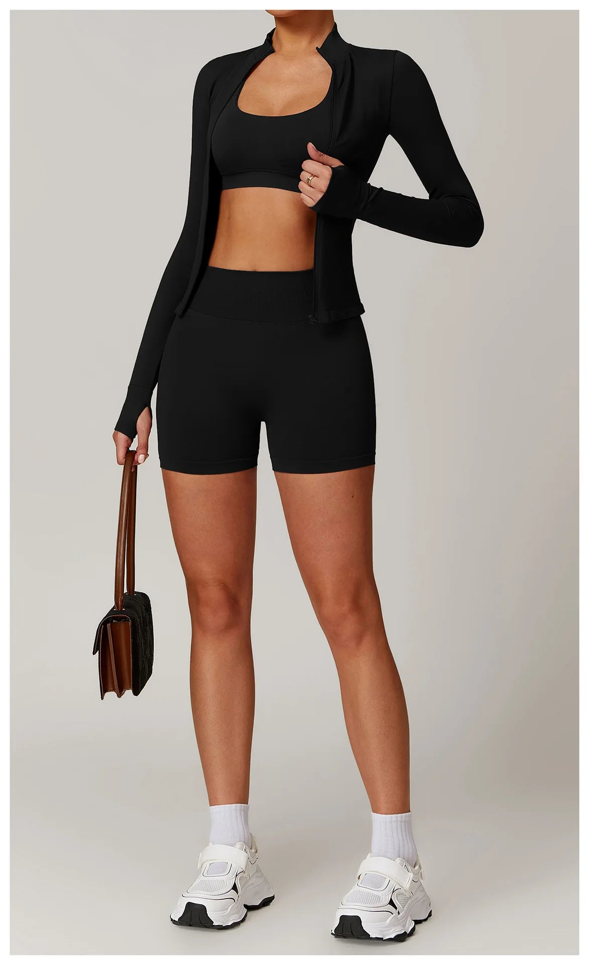 Seamless Yoga Clothes Women's Top Standing Collar Long Sleeved Sports Jacket