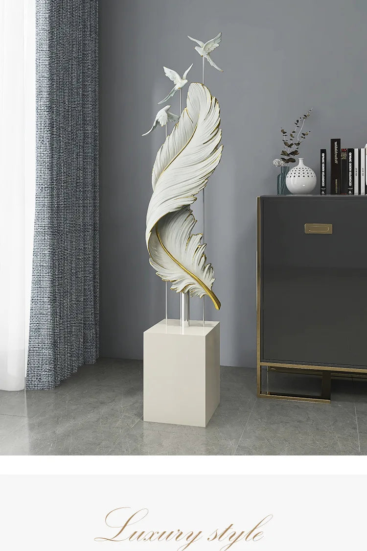 Nordic Living Room TV Cabinet Light Luxury Feather Decoration Large Entrance Office Home Decoration Accessories Sculpture