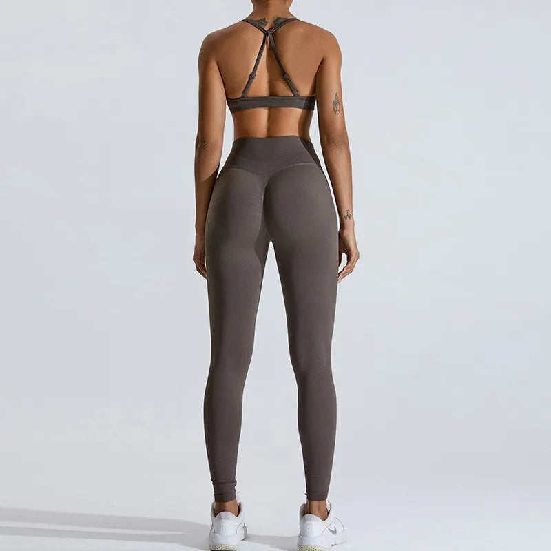 Gym Clothes Women 2 Pcs Yoga Set Sports Bra Seamless High Waist Leggings