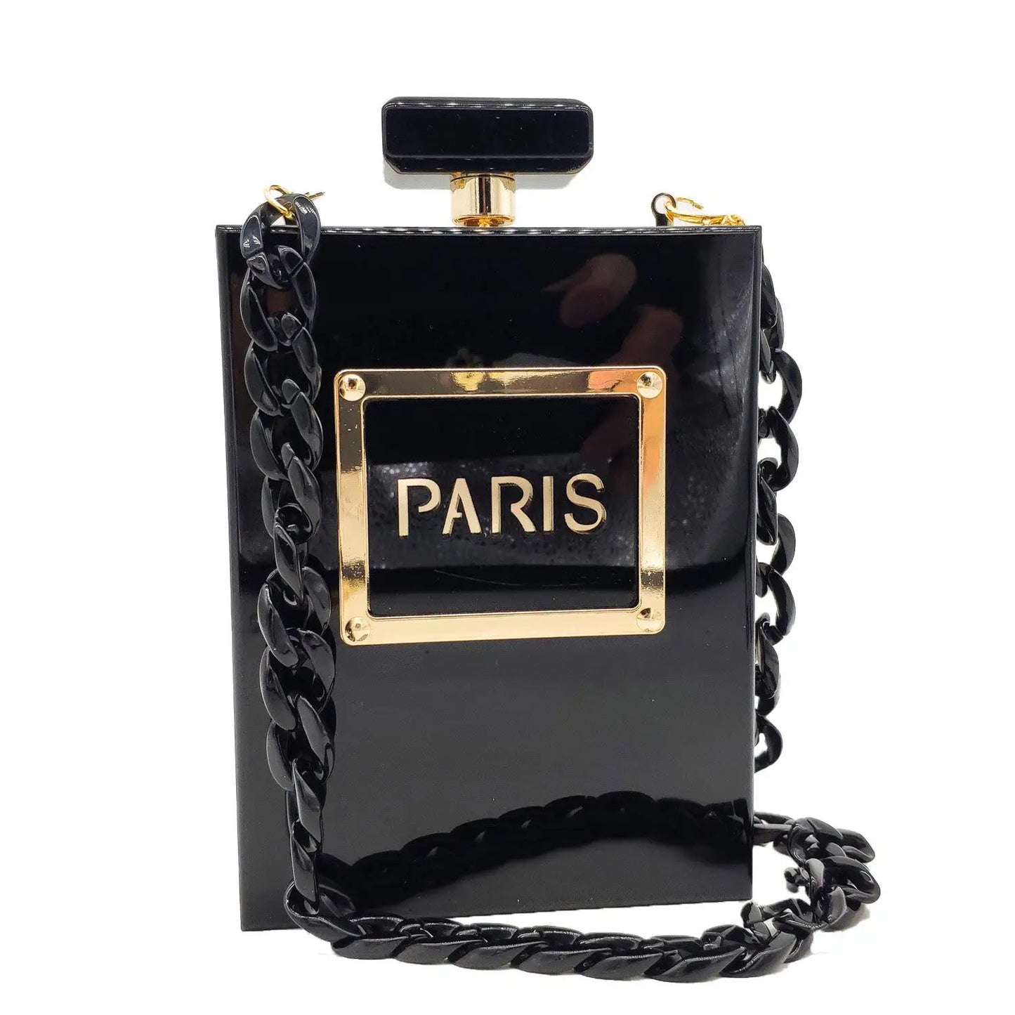 Evening Bags Women's Acrylic Paris Perfume Shaped Black Bag Purses Clutch Vintage Banquet Handbag Luxury Shoulder Crossbody Bags