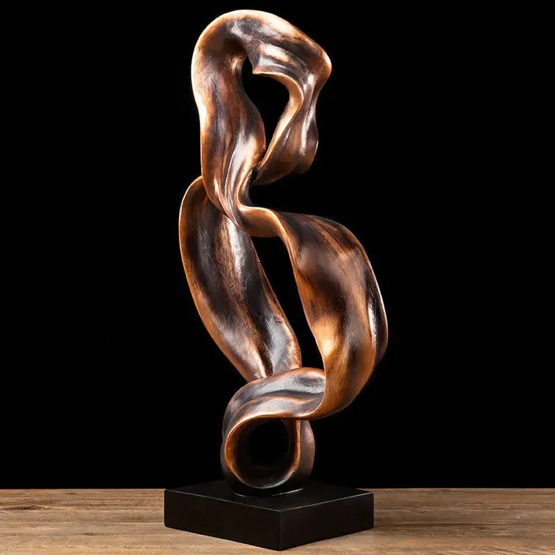 Creative Ribbon Sculpture Abstract Crafts Furnishings Desk Decoration Resins Ornaments Golden Ribbon Statue Modern Home Decor