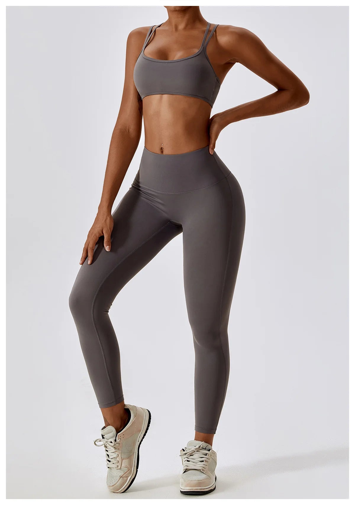 Athletic Wear High Waist Leggings And Top Two Piece Set Seamless Gym