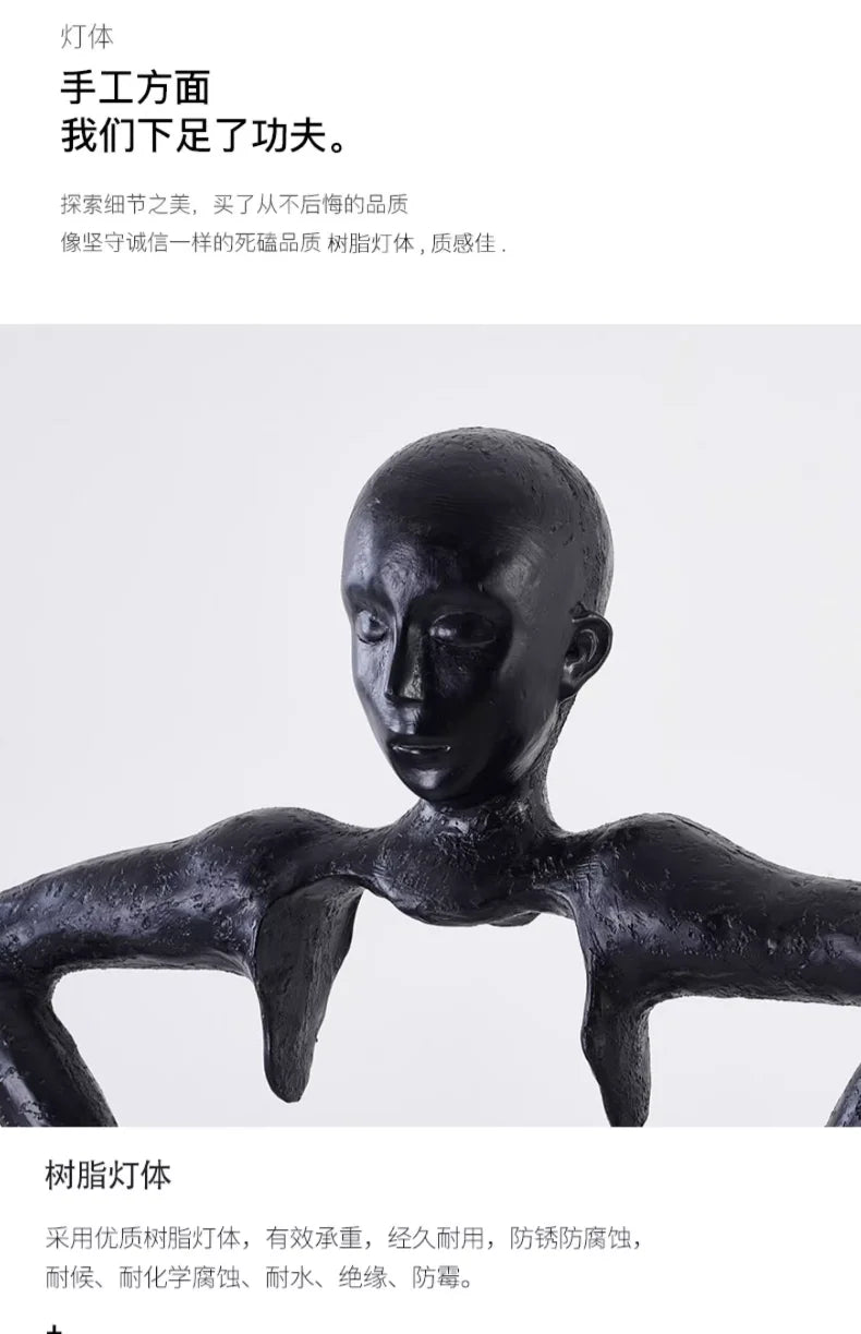 Nordic Humanoid Sculpture Floor Lamp Long Arm Holding Ball Creative Design Exhibition Hall, Living Room Ornaments, Standing Lamp