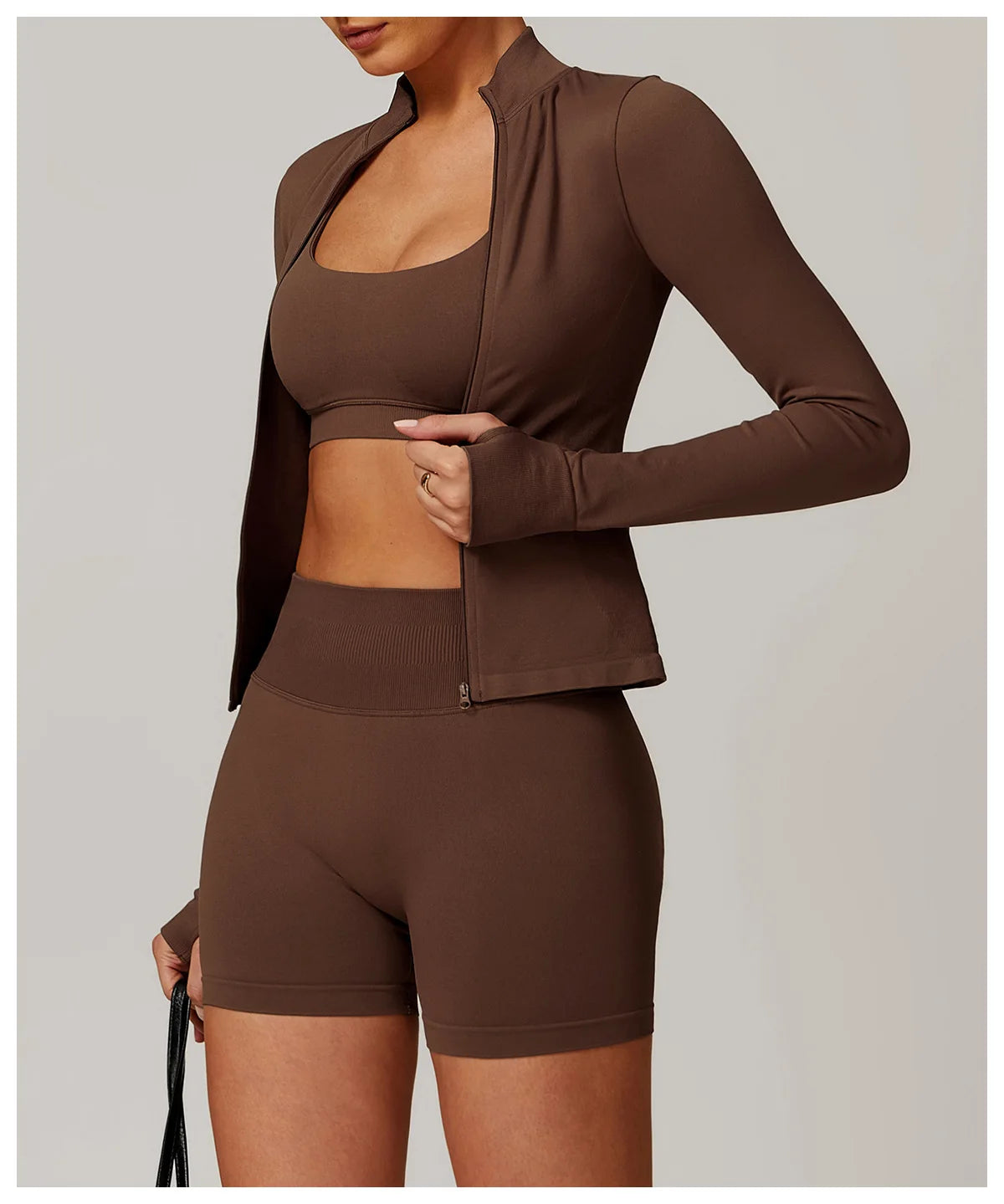 Seamless Yoga Clothes Women's Top Standing Collar Long Sleeved Sports Jacket