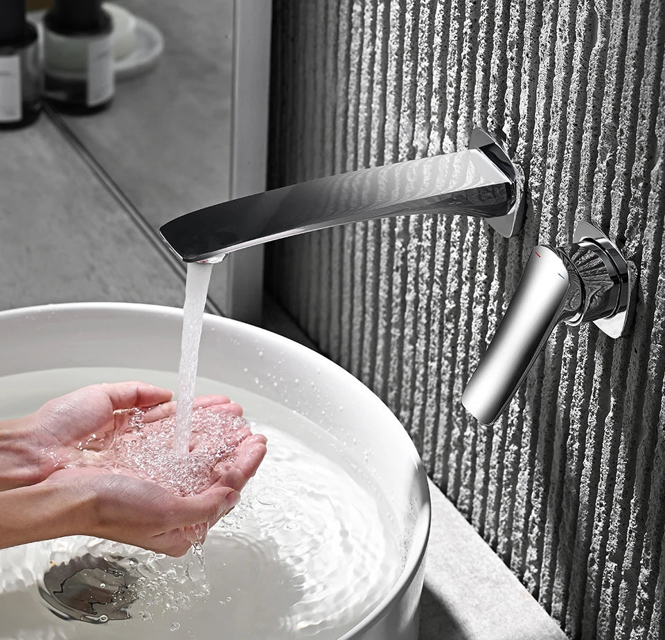 VGX Concealed Bathroom Faucets Embedded Cartridge Basin Mixer Sink Faucet Gourmet Washbasin Tapware Hot Cold Water Tap Brass