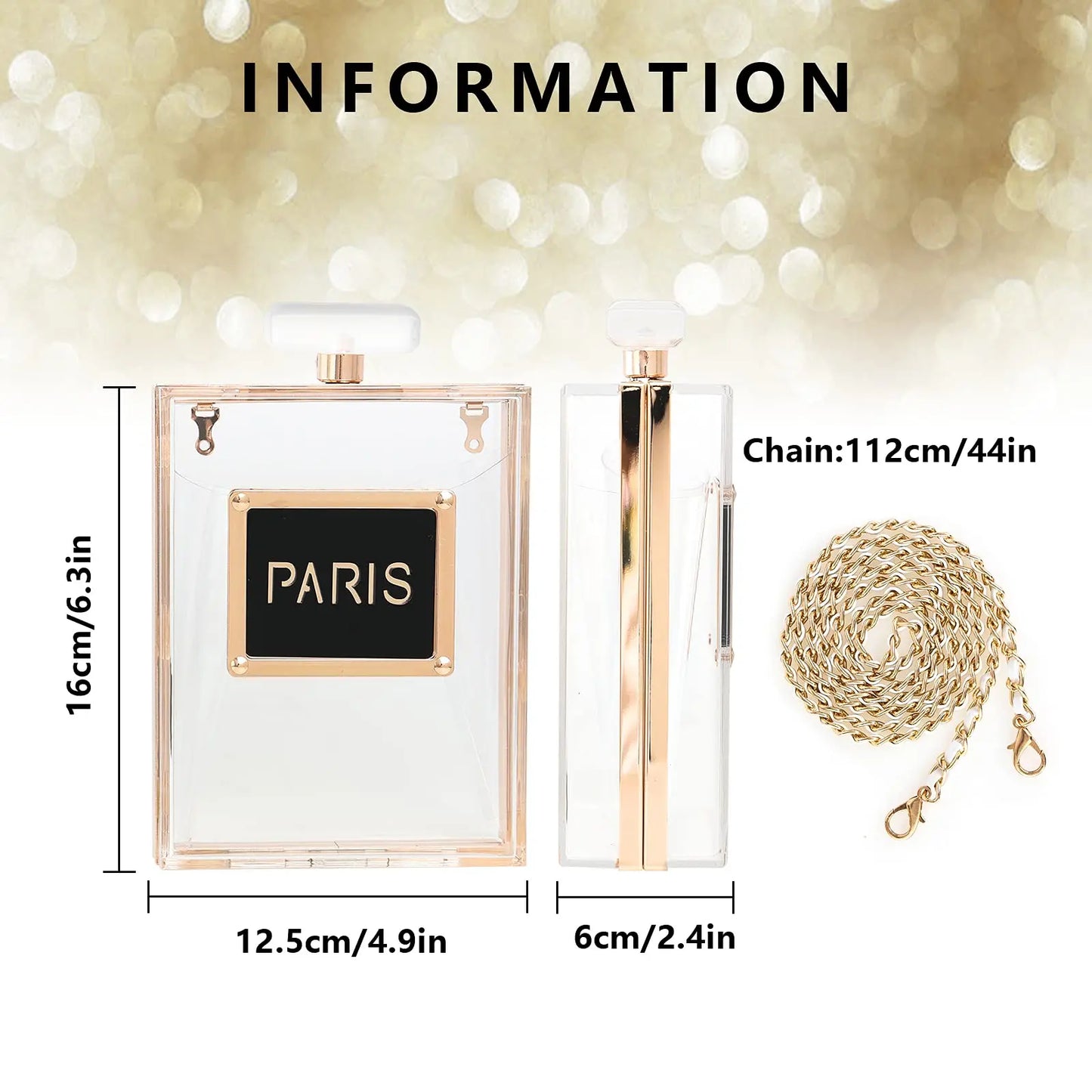 Evening Bags Women's Acrylic Paris Perfume Shaped Black Bag Purses Clutch Vintage Banquet Handbag Luxury Shoulder Crossbody Bags