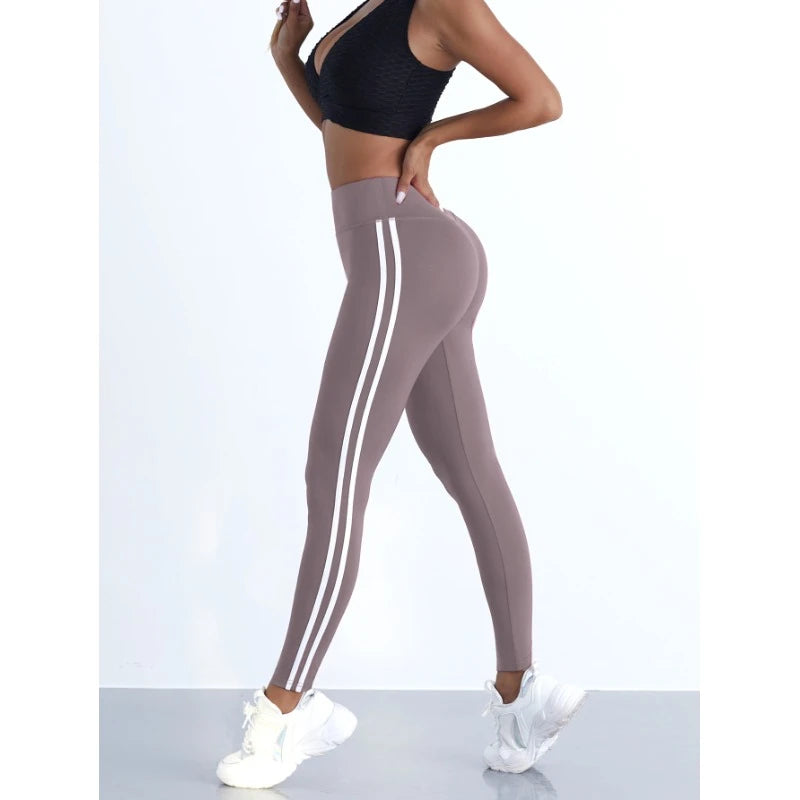 Yoga Leggings Women Striped Slim Sports