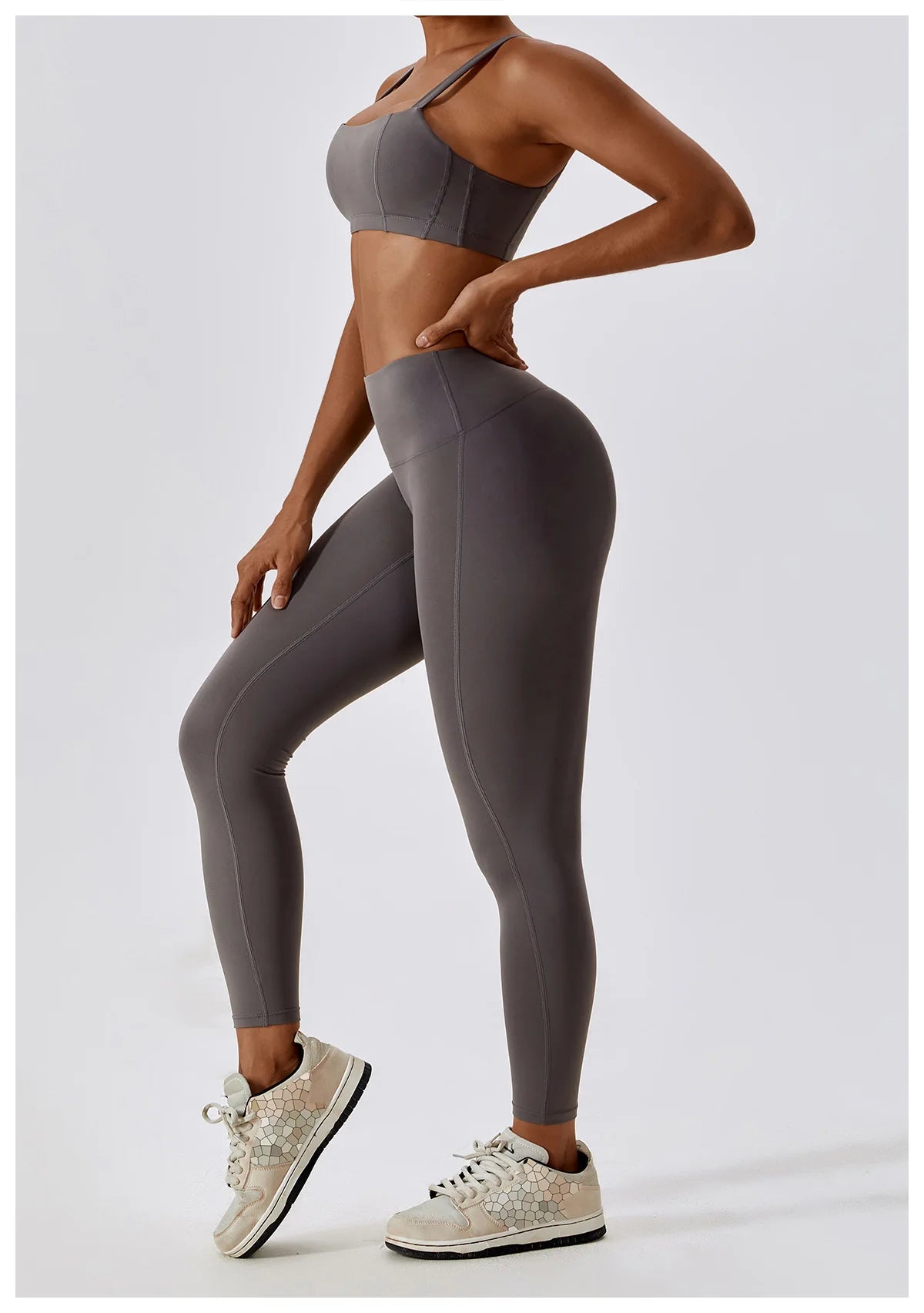 Athletic Wear High Waist Leggings And Top Two Piece Set Seamless Gym
