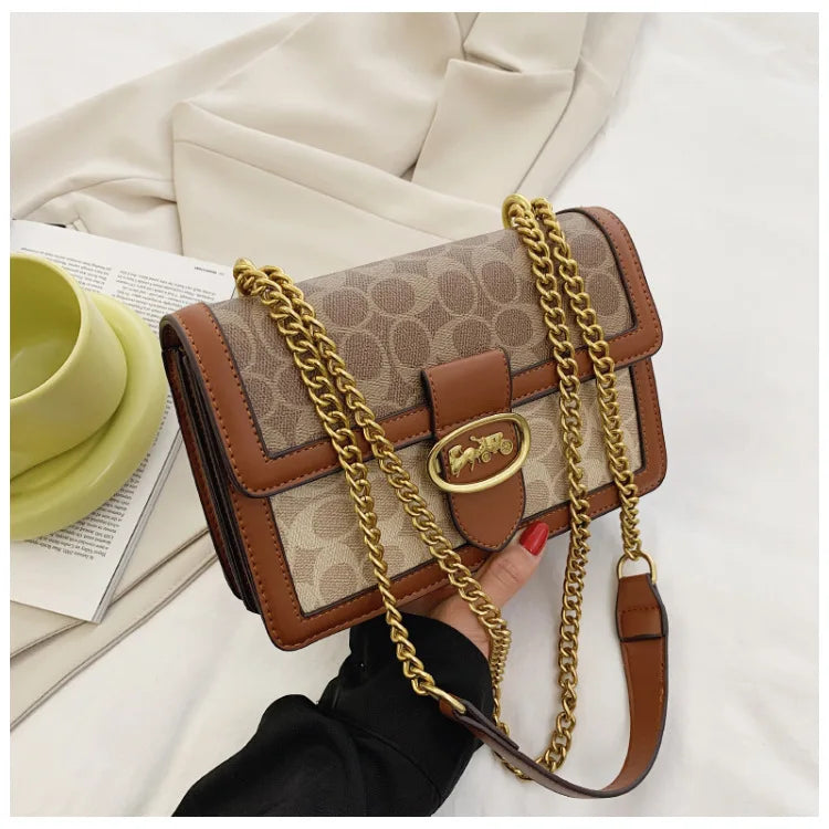 Fashon High-End Women' Bag 2023 Luxury Trendy Messenger Shoulder Bag Retro Small Square Bag Ladies Chain Shoulder Bag Handbags