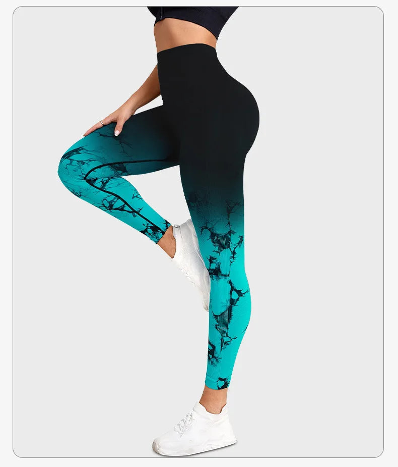 Gradient Tie Dye Yoga Pants Women Seamless Sport