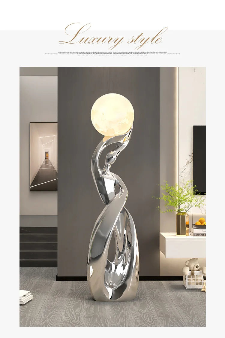 Home Decor Statue Abstract Art Ornaments Nordic Living Room Large Floor Luminous Sculpture Housewarming Gift Interior Figurines