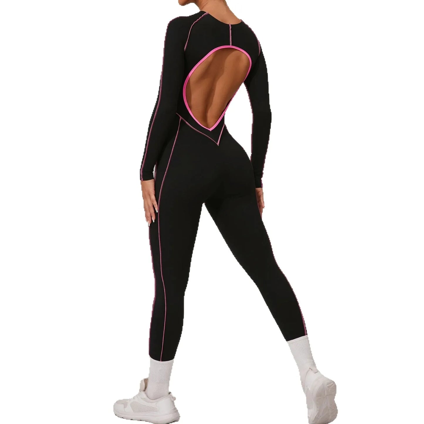 Yoga Suit Sport Fitness Seamless Line Contrast Color Skinny Pants One Piece