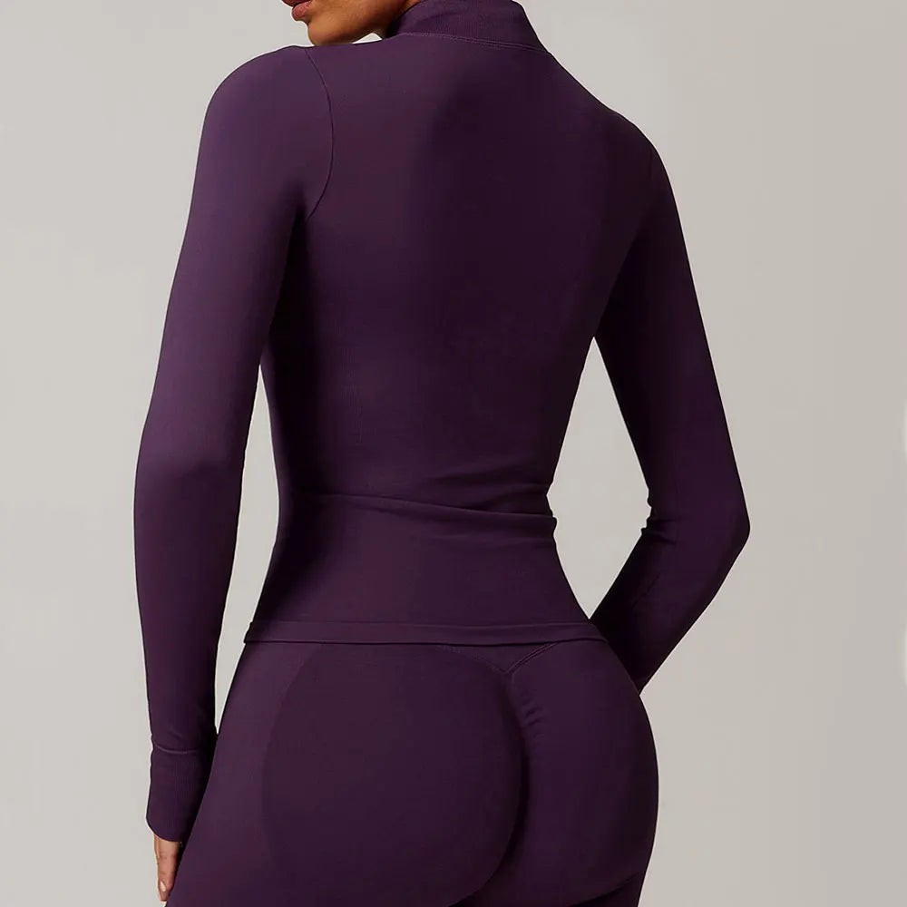 Seamless Yoga Clothes Women's Top Standing Collar Long Sleeved Sports Jacket