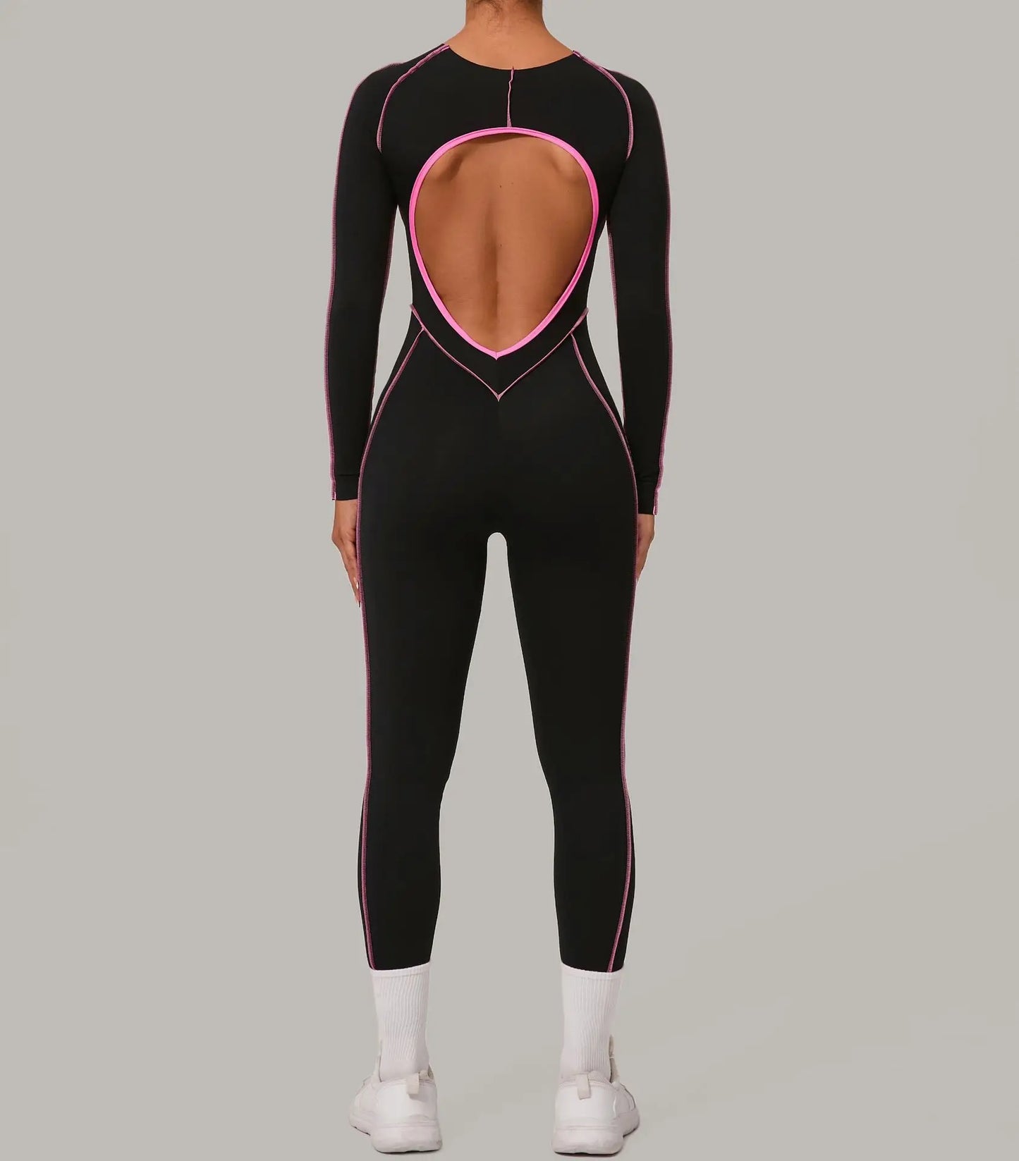 Yoga Suit Sport Fitness Seamless Line Contrast Color Skinny Pants One Piece