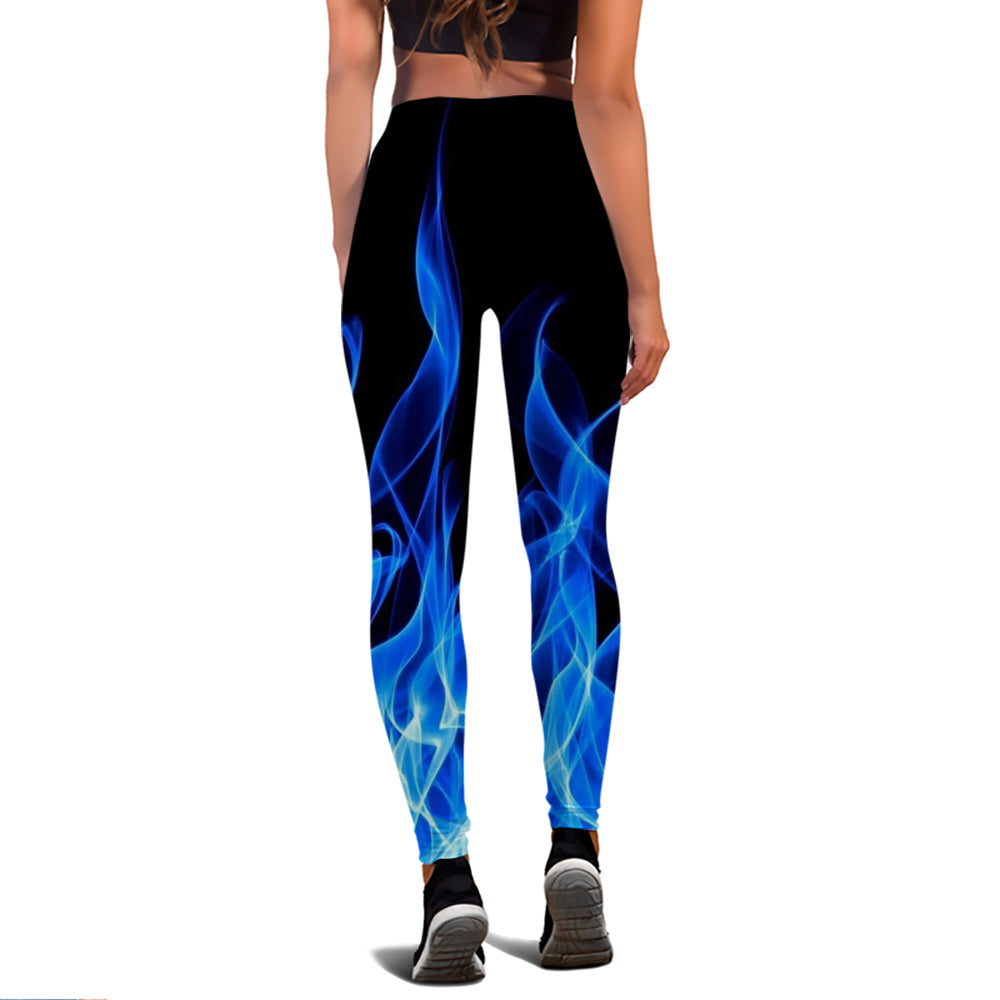 Sport Leggings Digital Fire Printed Tights Yoga Pants