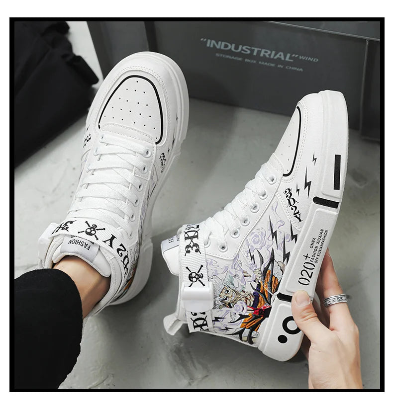 Fashion White Skateboard Shoes Men Casual Sneakers 2024 Autumn High Top Designer Anime Sneakers Shoes Women zapatillas de hombre