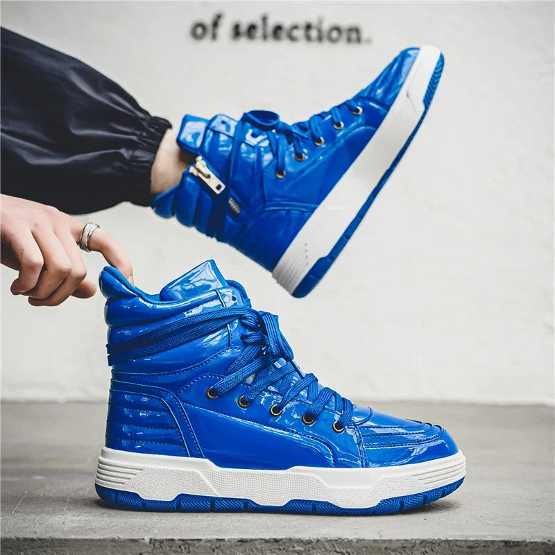 Blue Men Sneakers 2023 New Autumn High Top Men's Vulcanized Shoes Casual Fashion Teenagers Skateboard Shoes Zapatos De Hombre