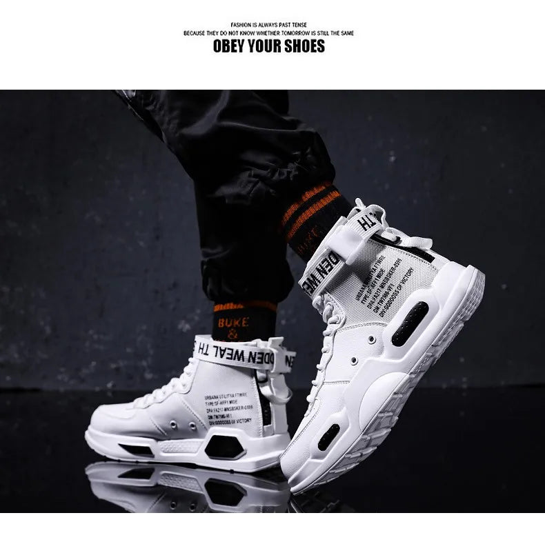 Brand Mens Casual Sneakers High-tops Sneakers Trendy Boys Basketball Sports Tennis Shoes Outdoor Off-road Shoes Couple Sneakers