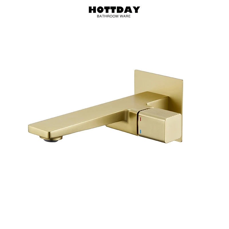 Bathroom faucet Single handle hot and cold sink faucet Wall-mounted basin faucet Concealed faucet Brushed gold basin faucet