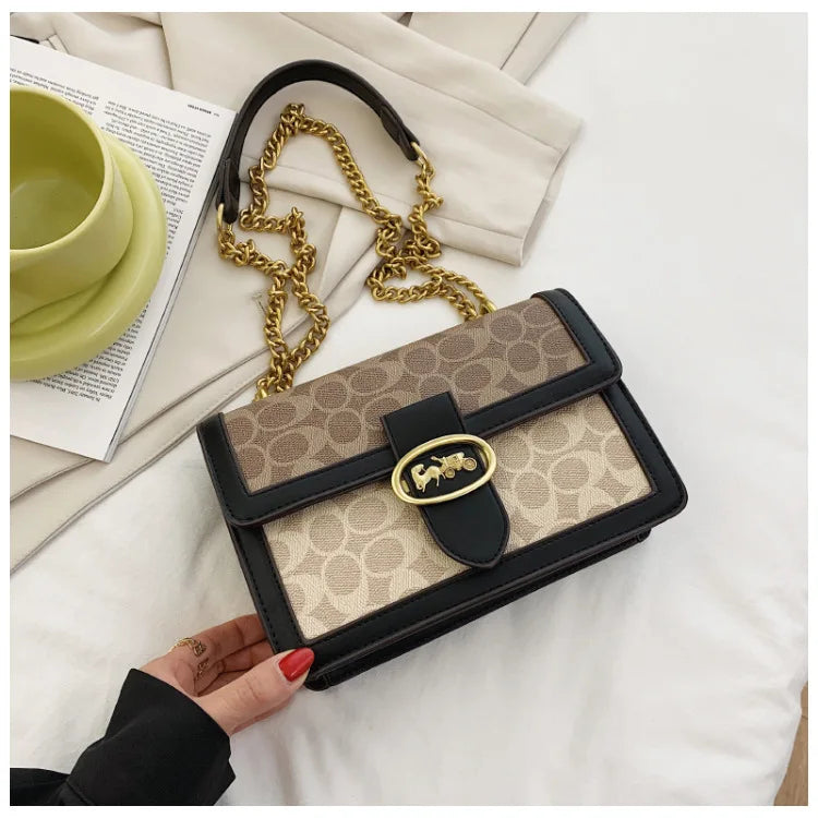 Fashon High-End Women' Bag 2023 Luxury Trendy Messenger Shoulder Bag Retro Small Square Bag Ladies Chain Shoulder Bag Handbags