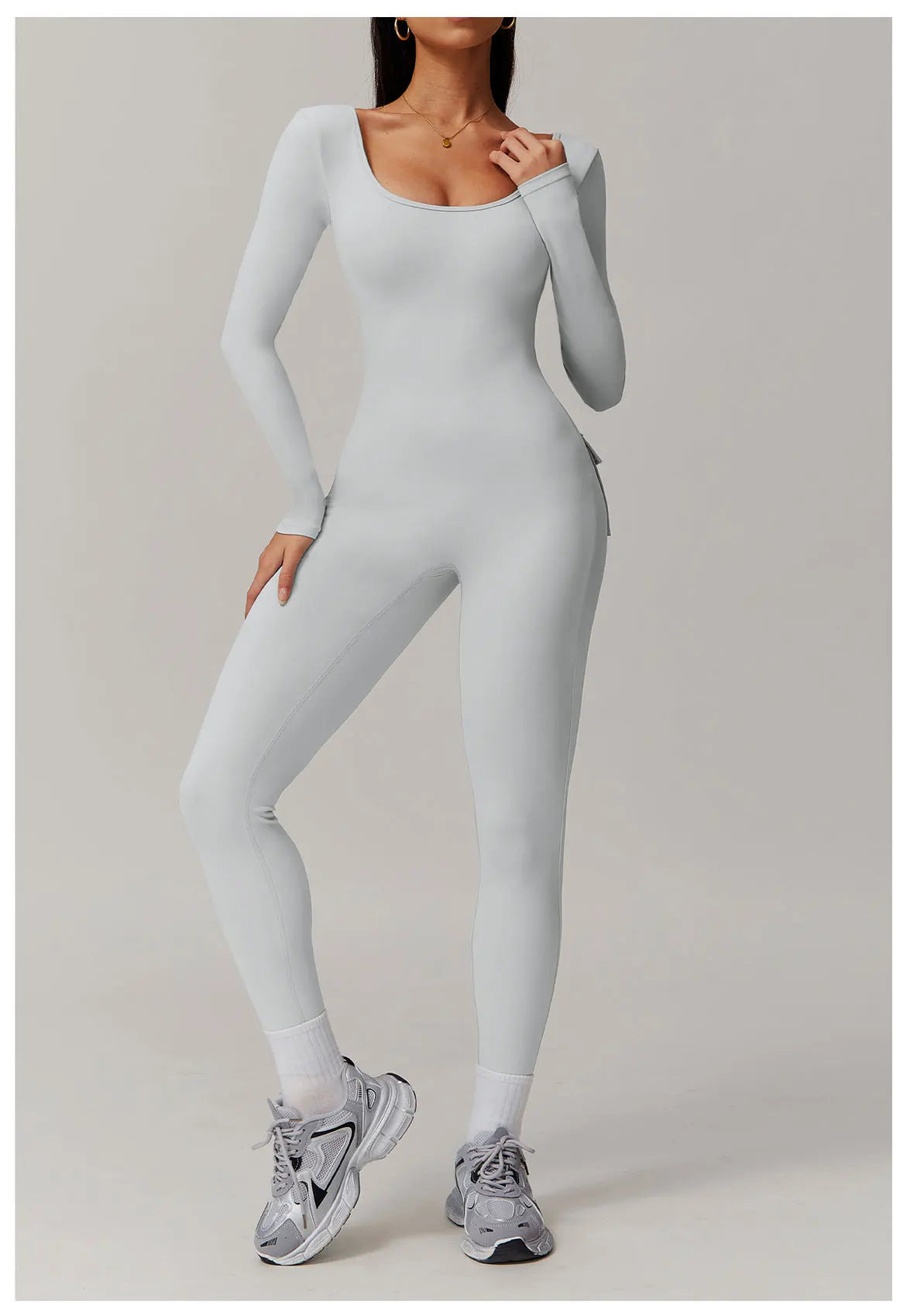 Backless Yoga Boilersuit Long Sleeved Women Sportswear Gym Jumpsuits