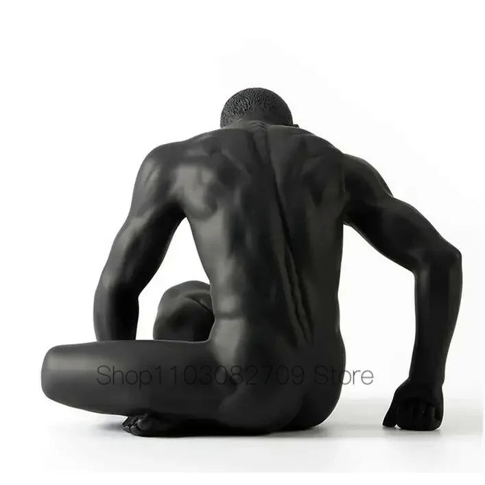 Body Naked Man Art Sculptures Modern Nude Male Black Statues Masculinity Resin Creative Ornament Home Decor Furnishings Business