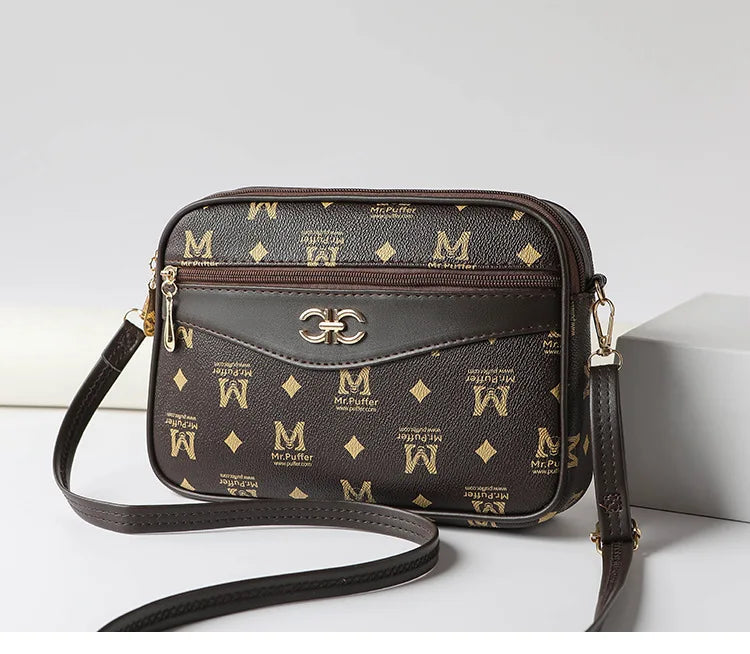 2024 Middle-aged Handbag Four Layer Mobile Phone Purse Old Flower Bag New High-capacity Women's Diagonal Cross Brand Mother Bag