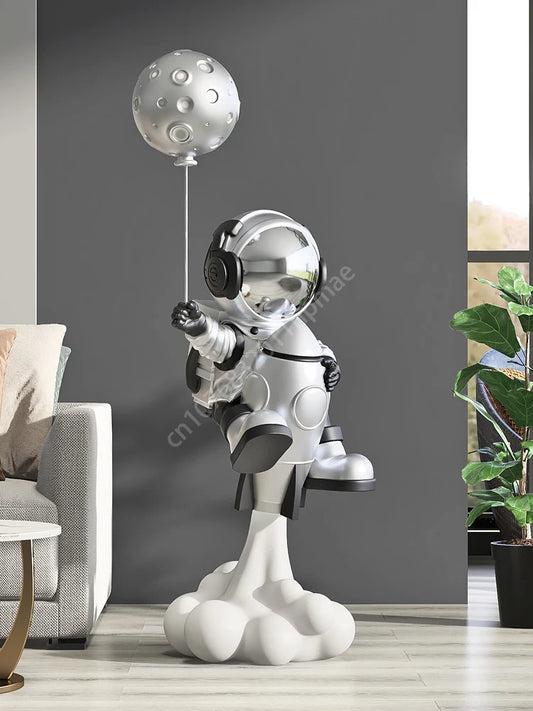 95cm Astronaut Balloon Lamp Sculpture Large Floor-standing Decoration Living Room TV Cabinet Home Decoration Statue Housewarming