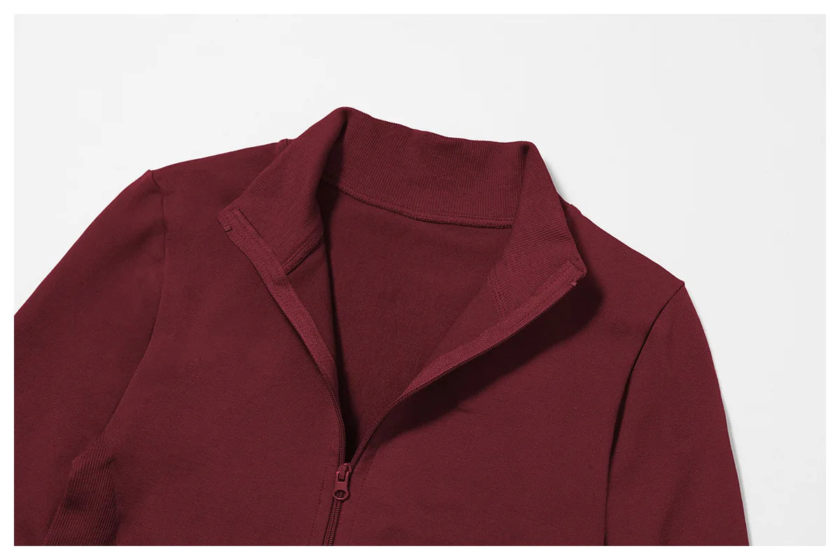 Seamless Yoga Clothes Women's Top Standing Collar Long Sleeved Sports Jacket