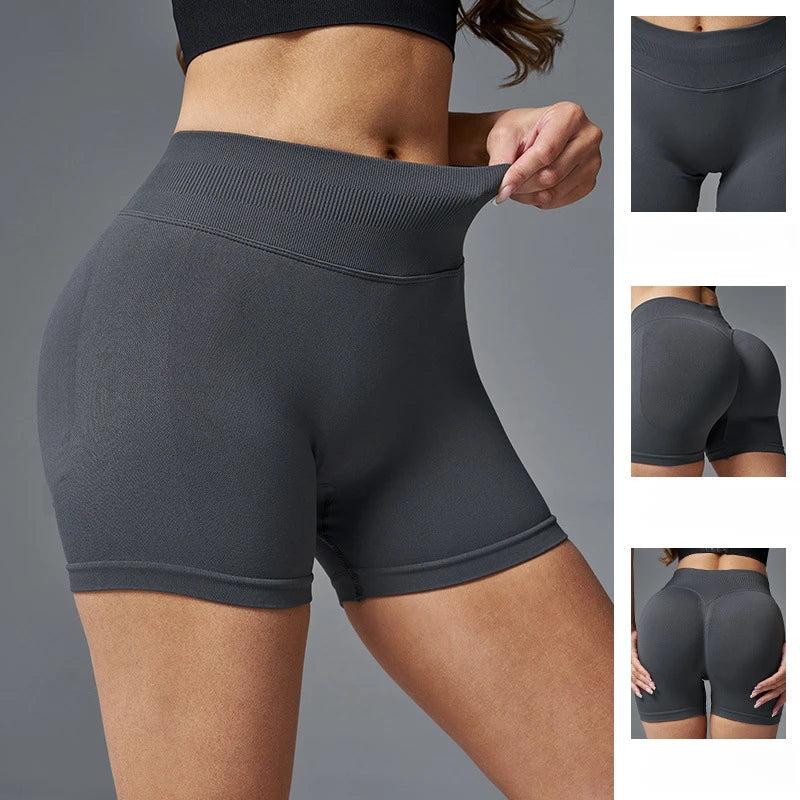 Mileegirl Peach Hip Yoga Tights for Women, Seamless Impact Sports Shorts, Quick Drying Gym Fitness Shorts, Elastic Workout Wear