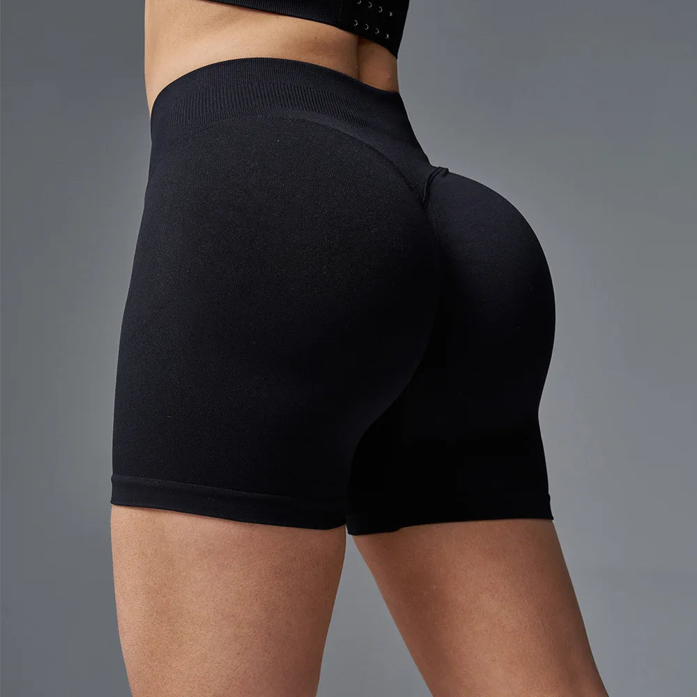 Mileegirl Peach Hip Yoga Tights for Women, Seamless Impact Sports Shorts, Quick Drying Gym Fitness Shorts, Elastic Workout Wear