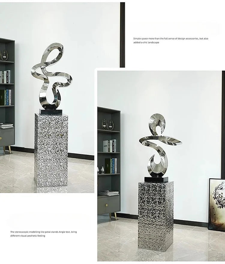 Hotel lobby stainless steel sculpture crafts model room living room large floor porch decorative art decoration