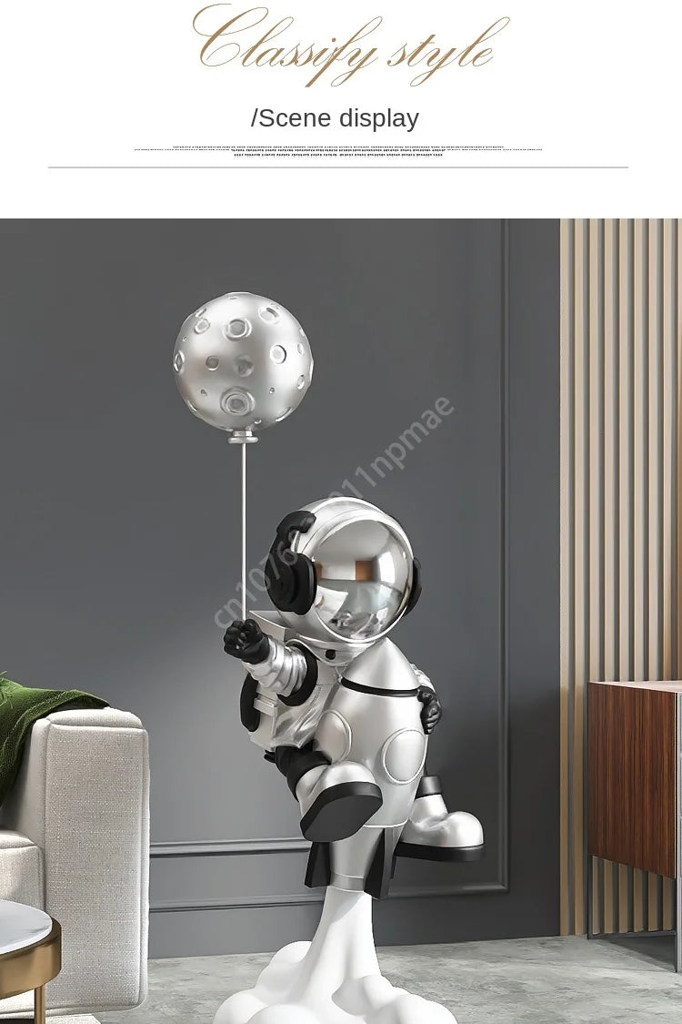 95cm Astronaut Balloon Lamp Sculpture Large Floor-standing Decoration Living Room TV Cabinet Home Decoration Statue Housewarming