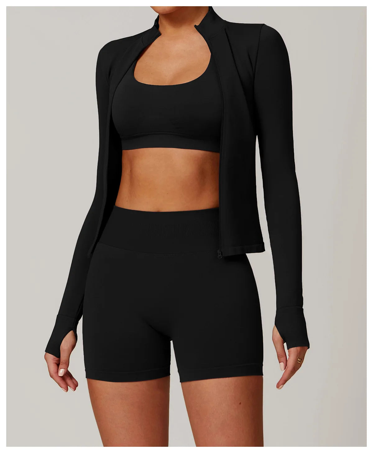Seamless Yoga Clothes Women's Top Standing Collar Long Sleeved Sports Jacket