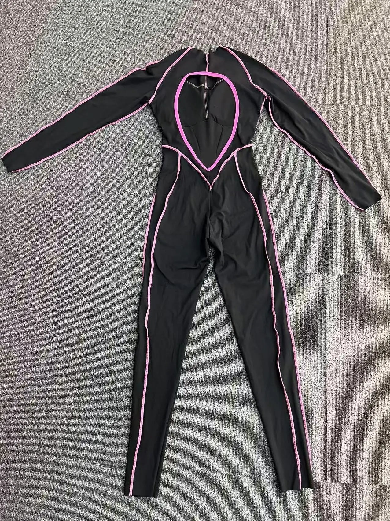 Yoga Suit Sport Fitness Seamless Line Contrast Color Skinny Pants One Piece