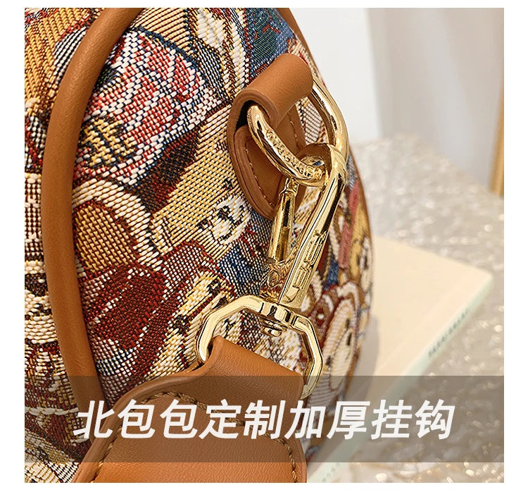 Crossbody Bag for Women 2023 New Cartoon Bear Canvas Handbag Fashion Full Match Ladies Purses and Handbags Bolsos Para Mujer