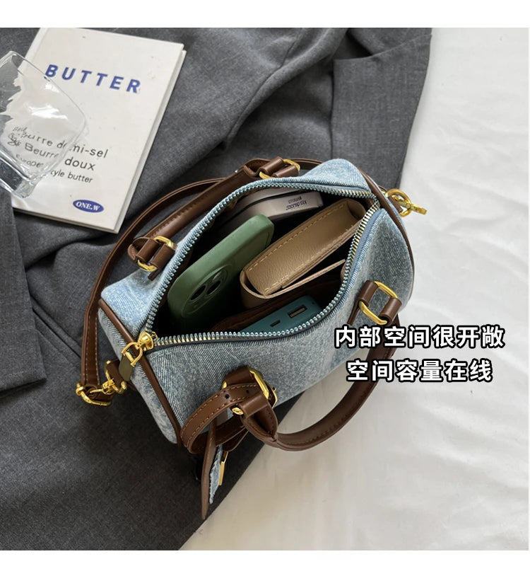 Fashion Solid Color Denim Handbag Quality Hardware Versatile Shoulder Bag 2024 Hot Sale Crossbody Bag for Women Bolsas Femininas