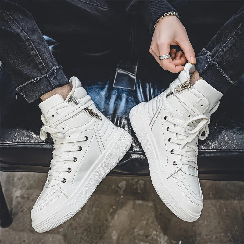 Blue Men Sneakers 2023 New Autumn High Top Men's Vulcanized Shoes Casual Fashion Teenagers Skateboard Shoes Zapatos De Hombre