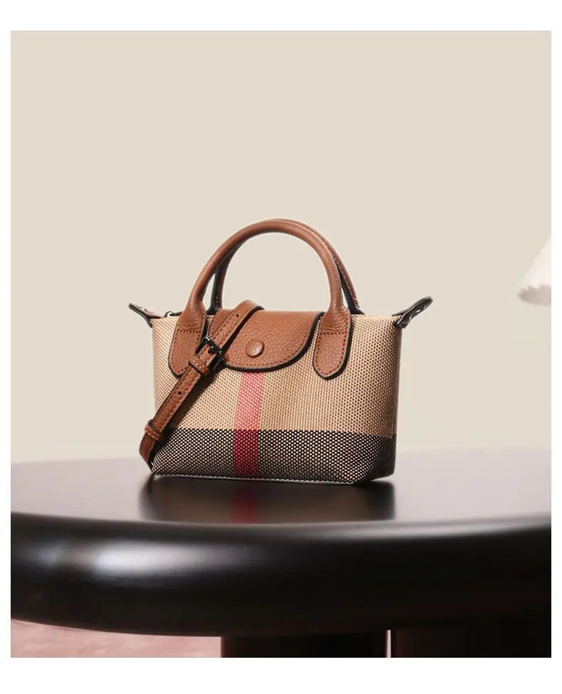 Early spring new women's bag plaid canvas personalized versatile dumpling bag summer lightweight shoulder crossbody bag