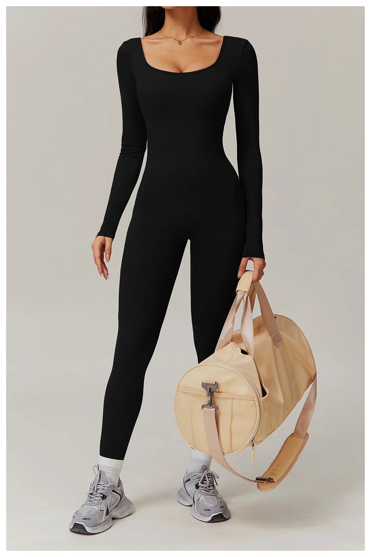 Backless Yoga Boilersuit Long Sleeved Women Sportswear Gym Jumpsuits