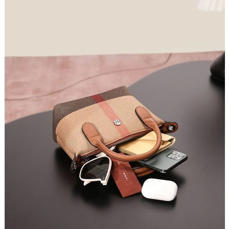 Early spring new women's bag plaid canvas personalized versatile dumpling bag summer lightweight shoulder crossbody bag