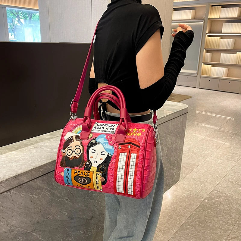 High Quality Women PU Leather Handbags Fashion Ladies Shoulder Boston Bags for Women Casual Female Messenger Crossbody Bag New