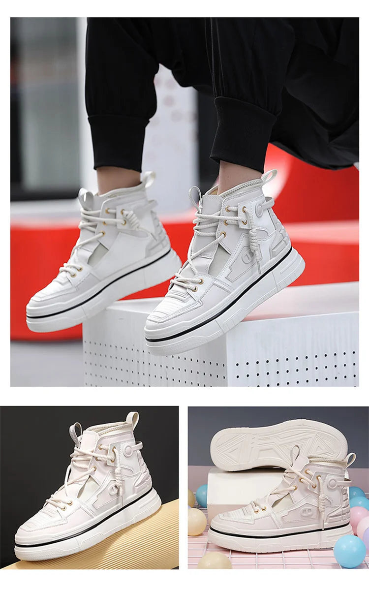 New Mens Designer Purple Sneakers Comfortable Lace Up Platform Shoes Men Streetwear High Top Sneakers Men Fashion Trainers Shoes