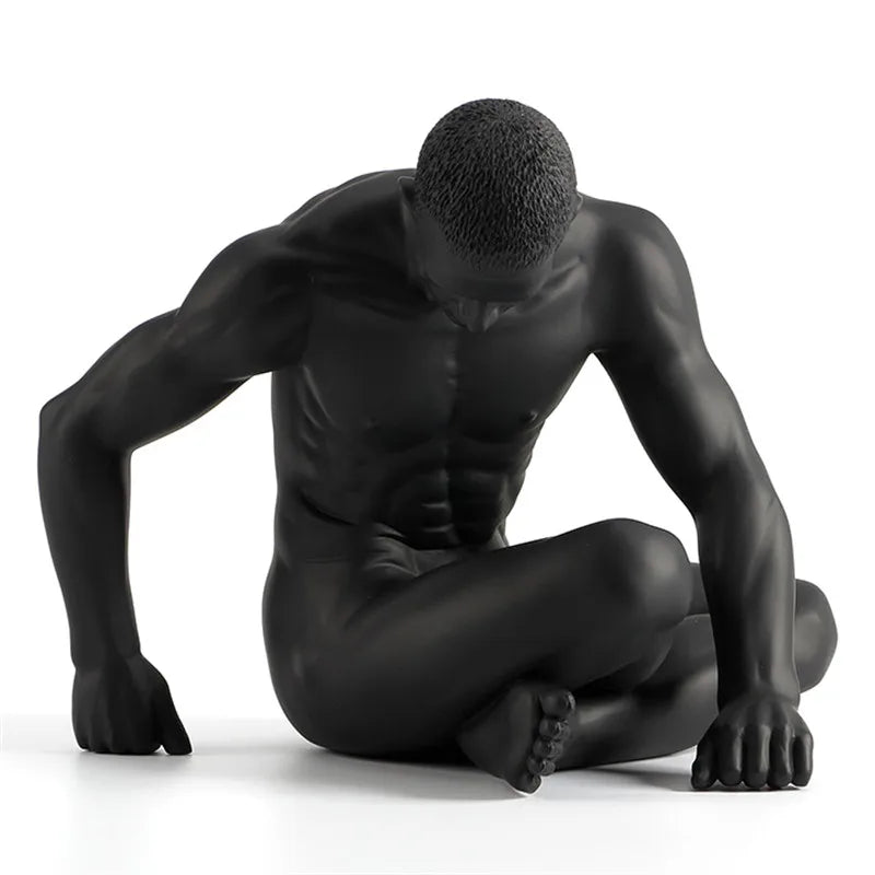 Body Naked Man Art Sculptures Modern Nude Male Black Statues Masculinity Resin Creative Ornament Home Decor Furnishings Business